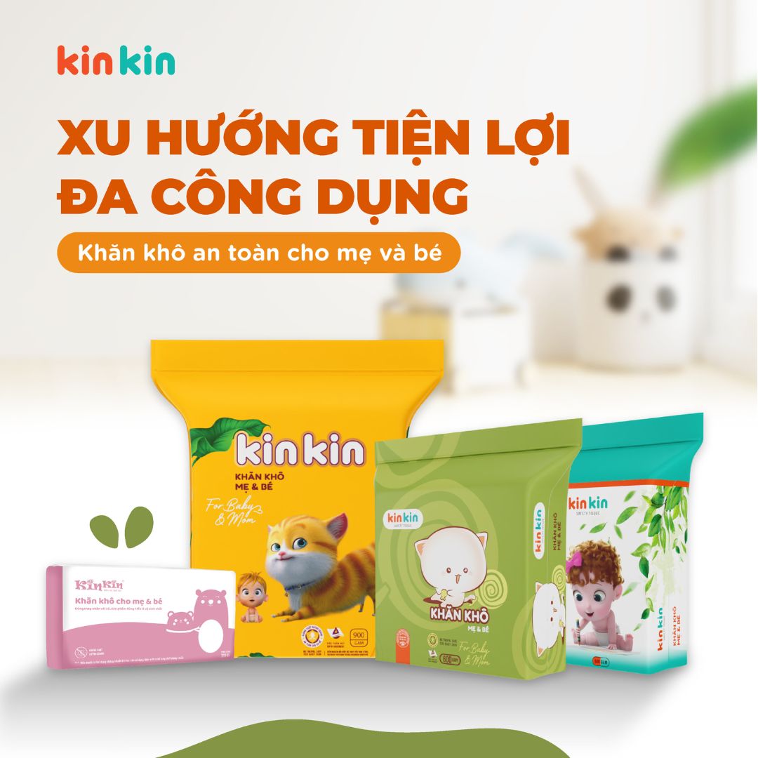 Mô tả Khăn vải khô đa năng mẹ và bé Kin Kin túi 900gr/600gr tiết kiệm cho mẹ, an toàn cho bé - 1