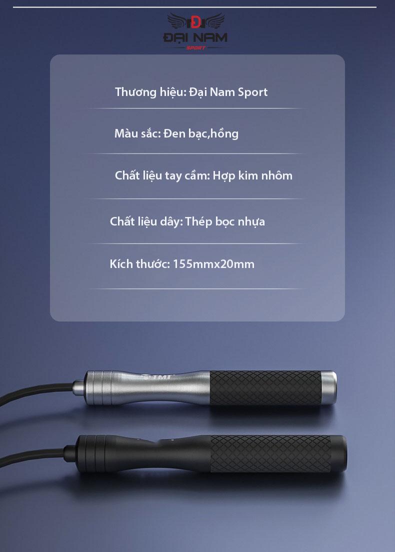 Mô tả Dây Nhảy Tập Gym TMT13 Lõi Thép Bọc Nhựa PVC Tích Hợp Tay Cầm Có Tạ Cao Cấp Đại Nam Sport - 10