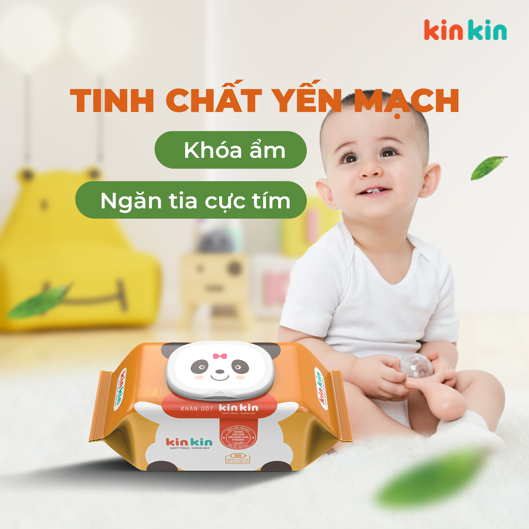 Mô tả Khăn ướt trẻ em Kin Kin combo 6 gói 100 tờ, tiết kiệm cho mẹ - an toàn cho bé - 2