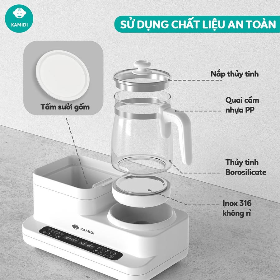 Mô tả Máy Hâm Sữa Đun Nước Tiệt Trùng Sấy Khô Bình Sữa Đa Năng Kamidi Speed 2 - 4