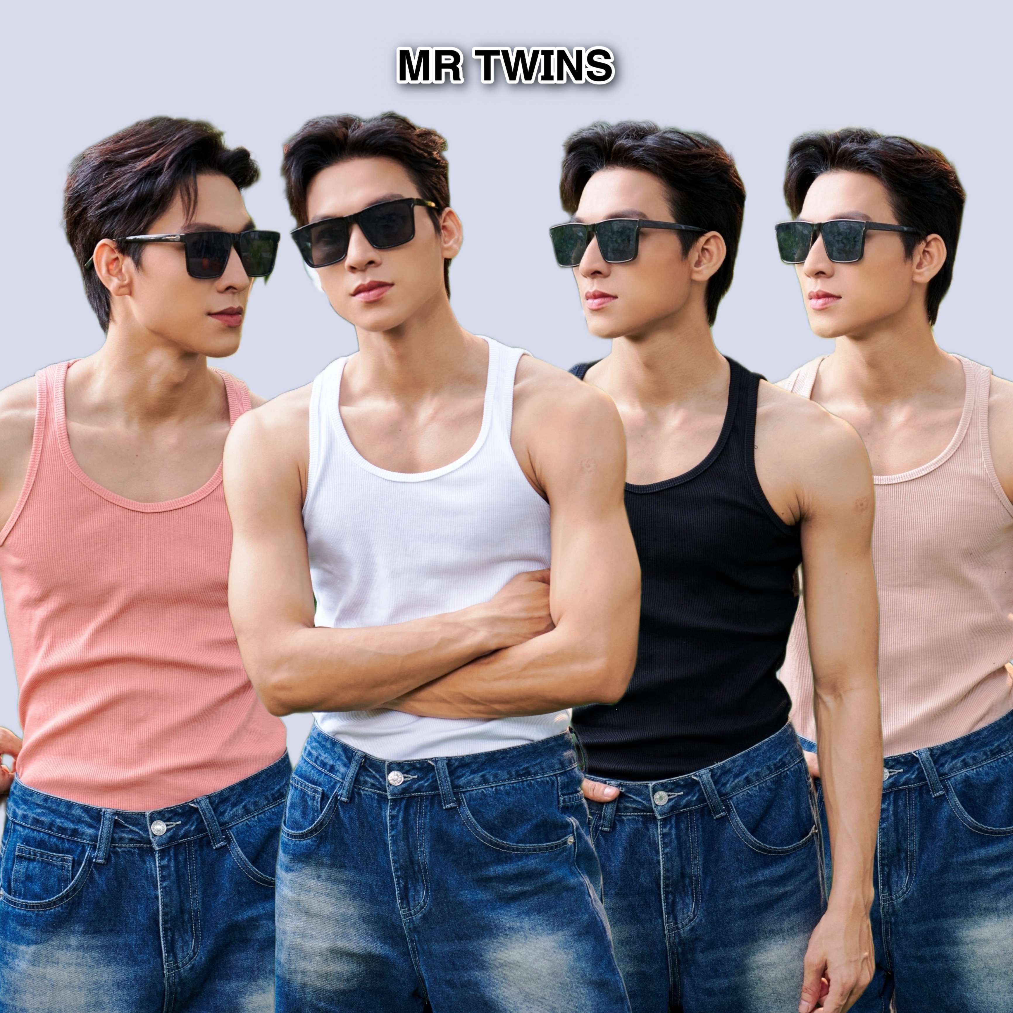 Mô tả Áo Thun Ba Lỗ Tank Top Nam Cổ Tròn SÂU Form Body Nhiều  Màu Vải Cotton Tăm Gân Thương Hiệu Mr Twins - 1