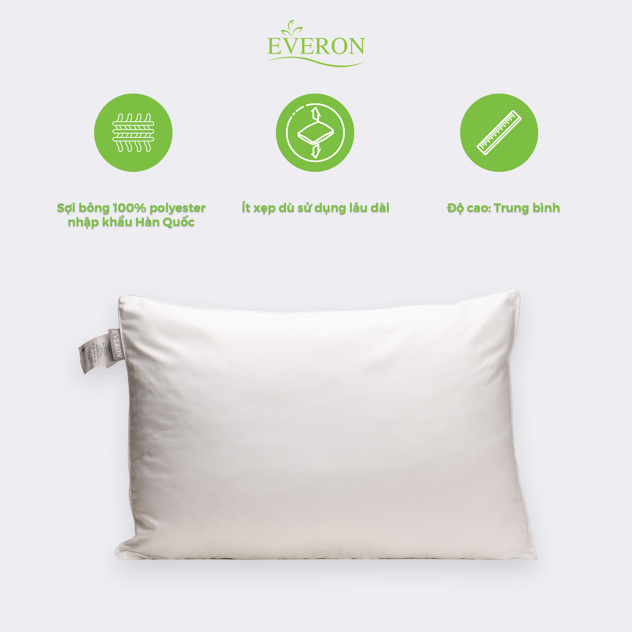 Mô tả Combo 2 ruột gối Original High, Original Low Everon (gối cao thấp, độ mềm trung bình, kích thước 45x65) - 2
