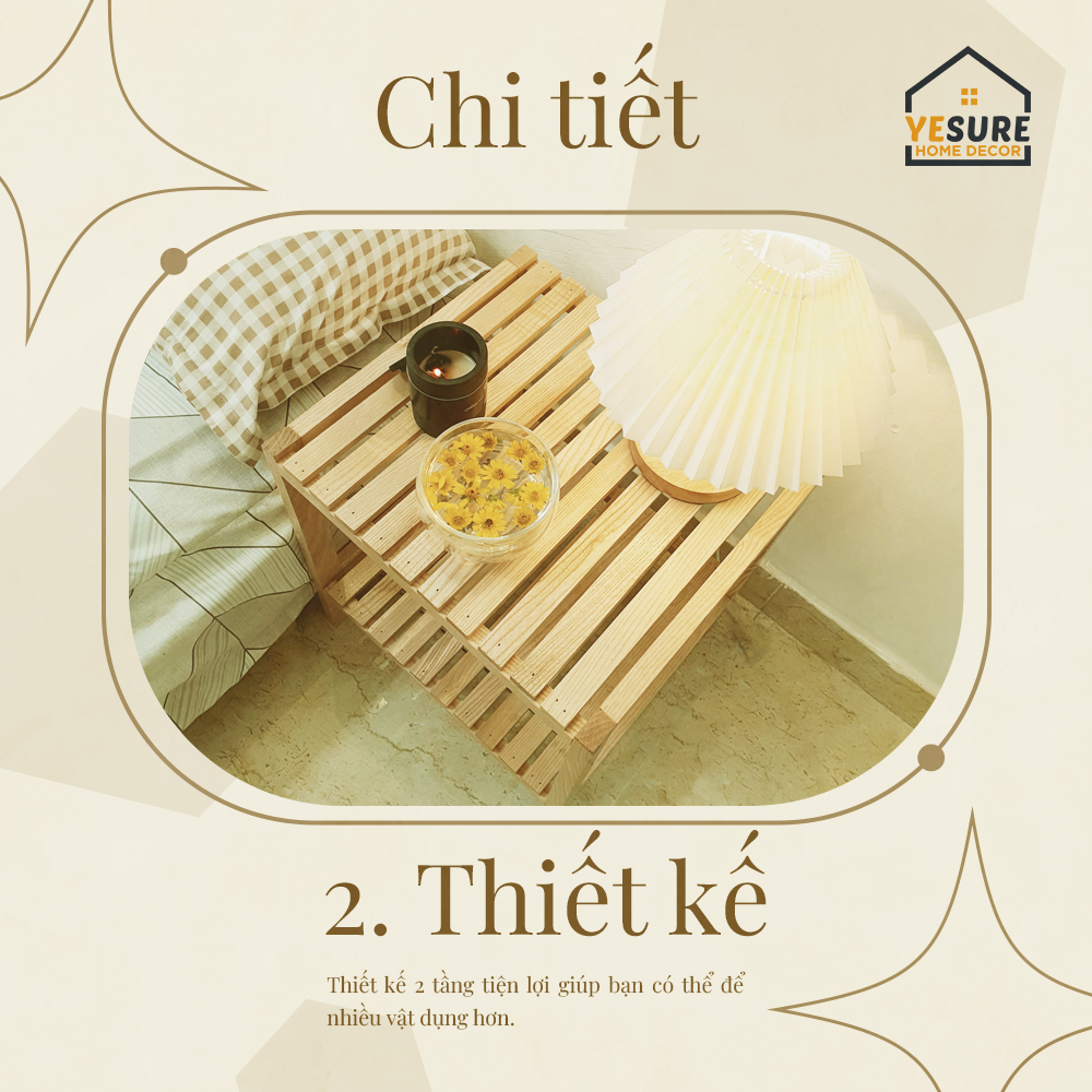 Mô tả Kệ Gỗ Trang Trí Đầu Giường Gỗ Tần Bì Kích Thước 45x45 cm Kiểu Dáng Thẩm Mỹ Dễ Dàng Lắp Đặt YESURE - Hàng chính hãng - 4