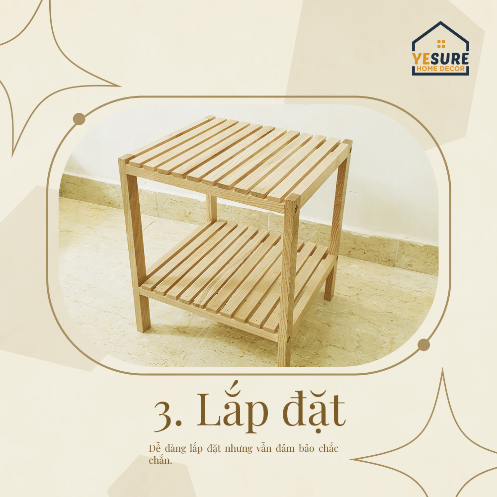 Mô tả Kệ Gỗ Trang Trí Đầu Giường Gỗ Tần Bì Kích Thước 45x45 cm Kiểu Dáng Thẩm Mỹ Dễ Dàng Lắp Đặt YESURE - Hàng chính hãng - 5