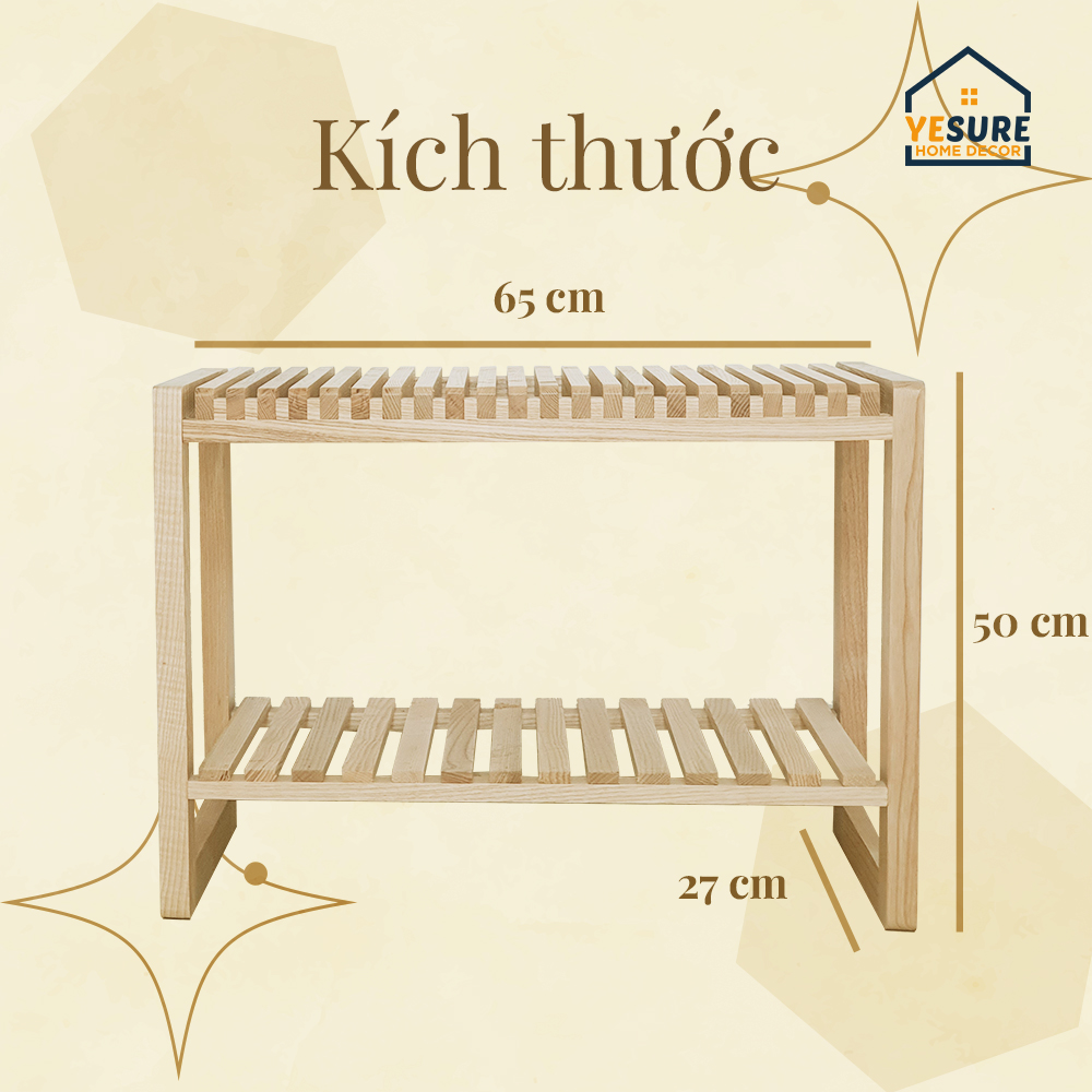Mô tả Kệ Gỗ Để Giầy Gỗ Tần Bì Tab Đầu Giường Kích Thước 65x50x27 Thiết Kế Thẩm Mỹ Lắp Đặt Dễ Dàng YESURE - Hàng chính hãng - 3