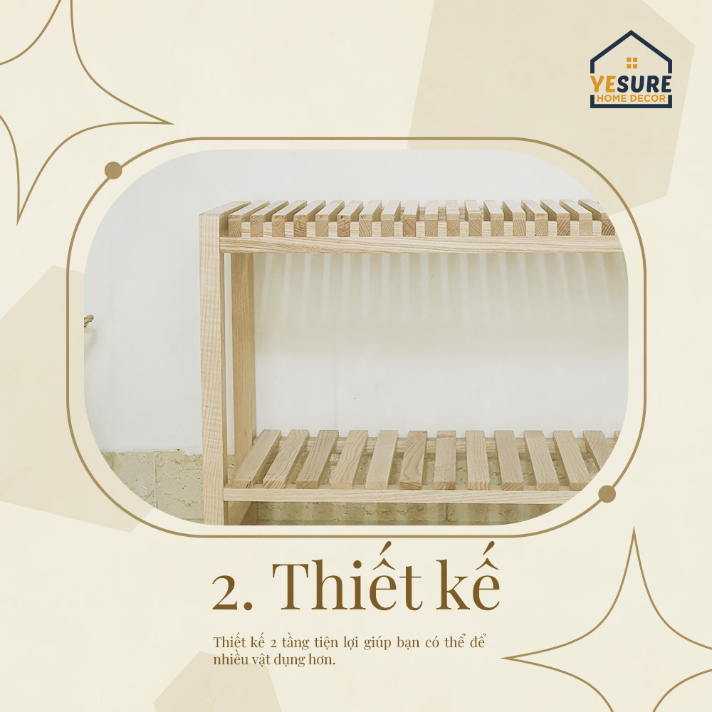 Mô tả Kệ Gỗ Để Giầy Gỗ Tần Bì Tab Đầu Giường Kích Thước 65x50x27 Thiết Kế Thẩm Mỹ Lắp Đặt Dễ Dàng YESURE - Hàng chính hãng - 5