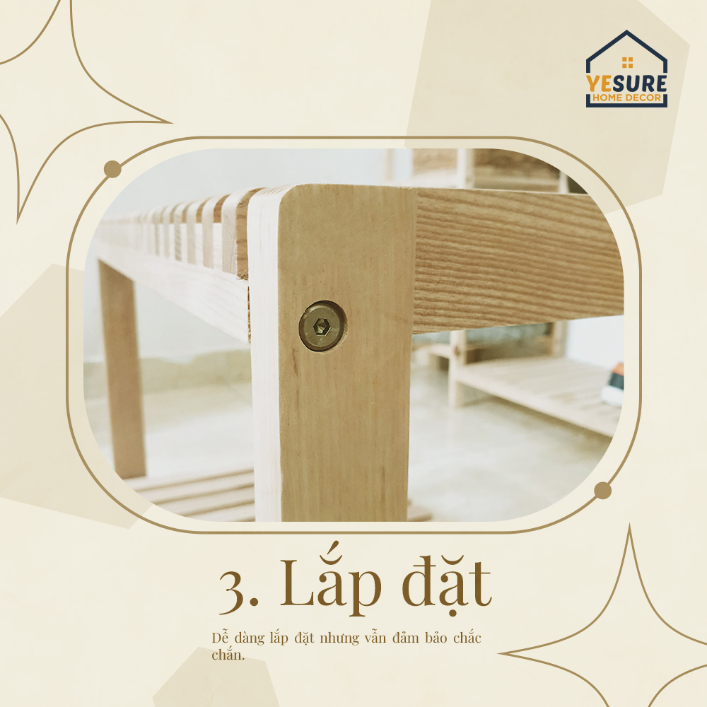 Mô tả Kệ Gỗ Để Giầy Gỗ Tần Bì Tab Đầu Giường Kích Thước 65x50x27 Thiết Kế Thẩm Mỹ Lắp Đặt Dễ Dàng YESURE - Hàng chính hãng - 6