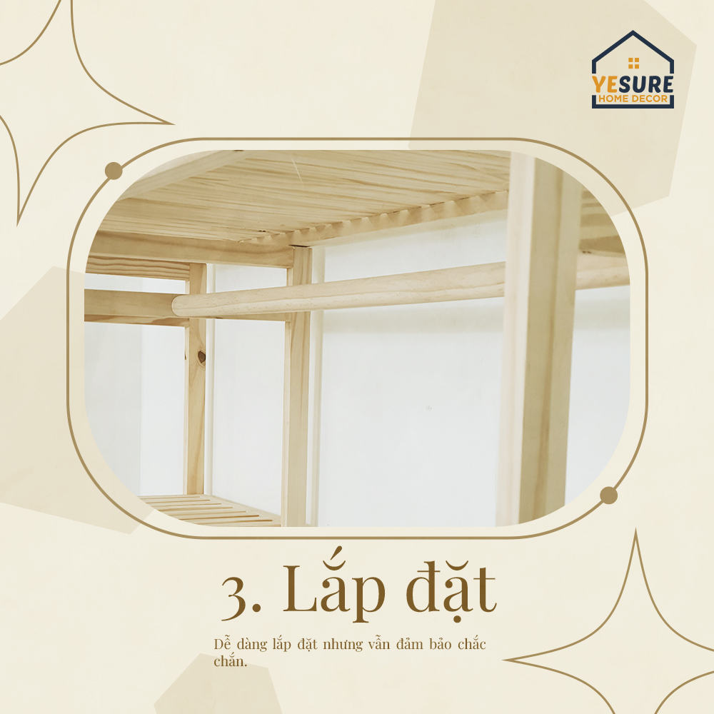 Mô tả Tủ Kệ Trang Trí Gỗ Tần Bì Kệ Đa Năng Treo Quần Áo Thiết Kế Thẩm Mỹ Dễ Dàng Lắp Đặt YESURE - Hàng chính hãng - 6