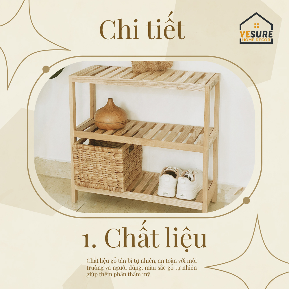 Mô tả Kệ Gỗ Đa Năng Chất Liệu Gỗ Tần Bì Thiết Kế Đẹp Mắt Dễ Dàng Lắp Đặt YESURE - 4