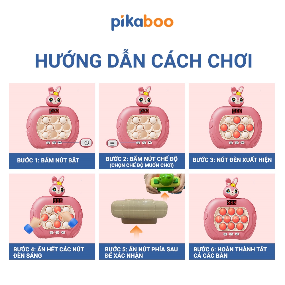 Mô tả Pop it điện tử Pikaboo Đồ chơi máy chơi game bản mới bấm nút theo đèn nhạc với 4 giúp luyện phản xạ - 5