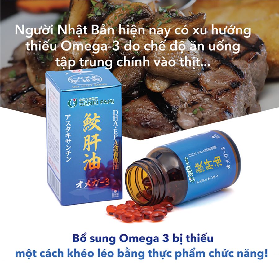 Mô tả Omega 3 Bổ Mắt Hỗ Trợ Người Cận Thị, Tốt Cho Trí Não Tim Mạch, Astaxanthin Ngăn Ngừa Lão Hóa Genki Fami Nhật Bản - 6