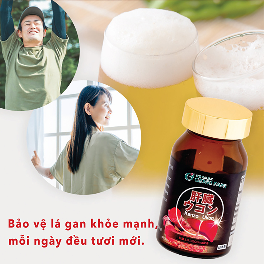 Mô tả Combo Viên Uống Bổ Gan Giảm Mệt Mỏi Kanzo Ukon, Tăng Cường Sinh Lý, Sức Khỏe Nam Supo Maca Genki Fami Nhật Bản - 5