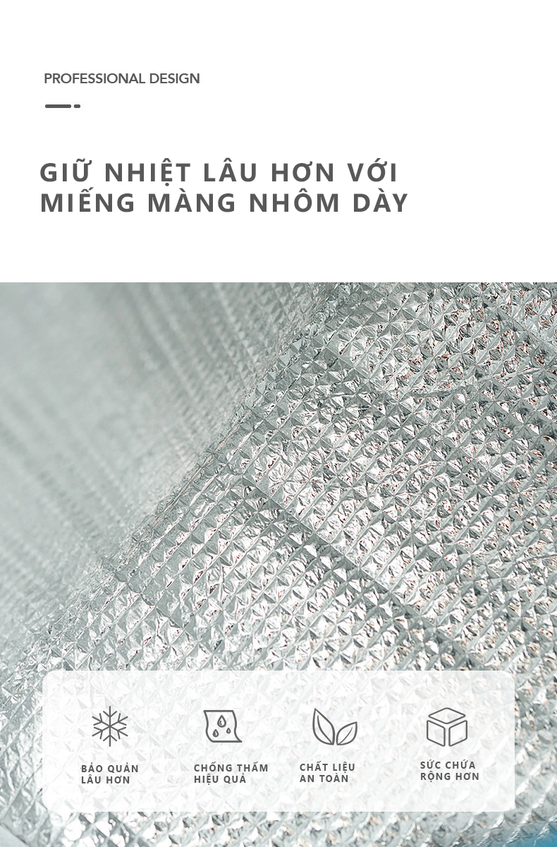 Mô tả Túi Giữ Nhiệt Chống Thấm Túi Đựng Hộp Cơm Văn Phòng Trụ Đứng Có Dây Buộc Miệng YESURE Y1T1 - Hàng Chính Hãng - 5