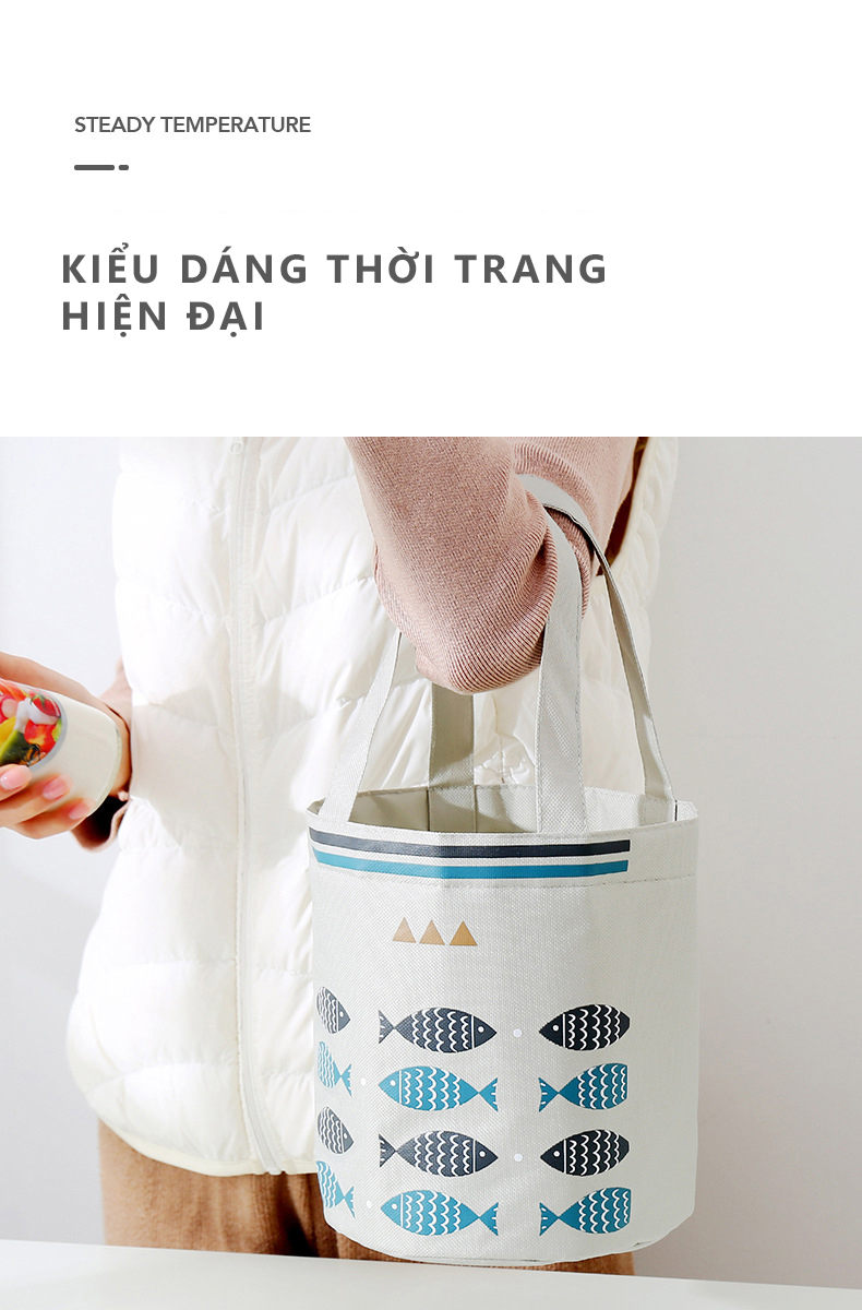 Mô tả Túi Giữ Nhiệt Chống Thấm Túi Đựng Hộp Cơm Văn Phòng Trụ Đứng Có Dây Buộc Miệng YESURE Y1T1 - Hàng Chính Hãng - 7