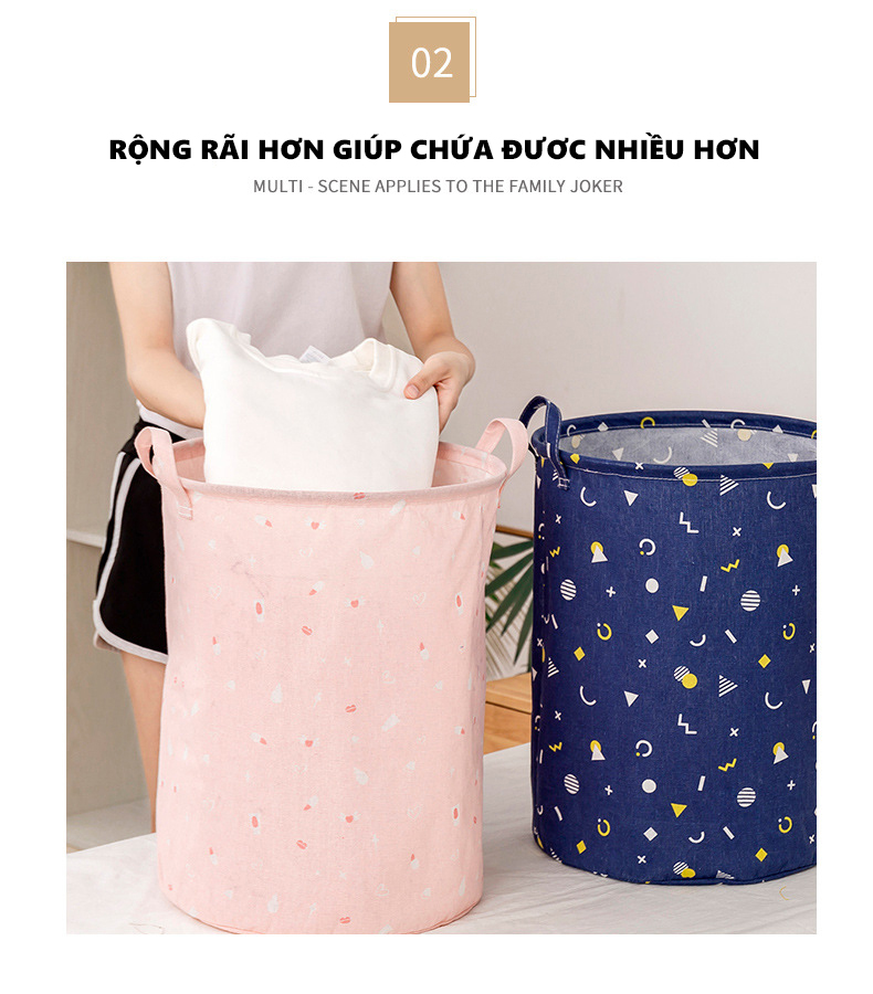 Mô tả Giỏ Đựng Quần Áo Đồ Giặt Chăn Mền Thú Bông Đồ Chơi Trẻ Em Hoa Văn Trang nhã Sang Trọng YESURE HOME DECOR - 5