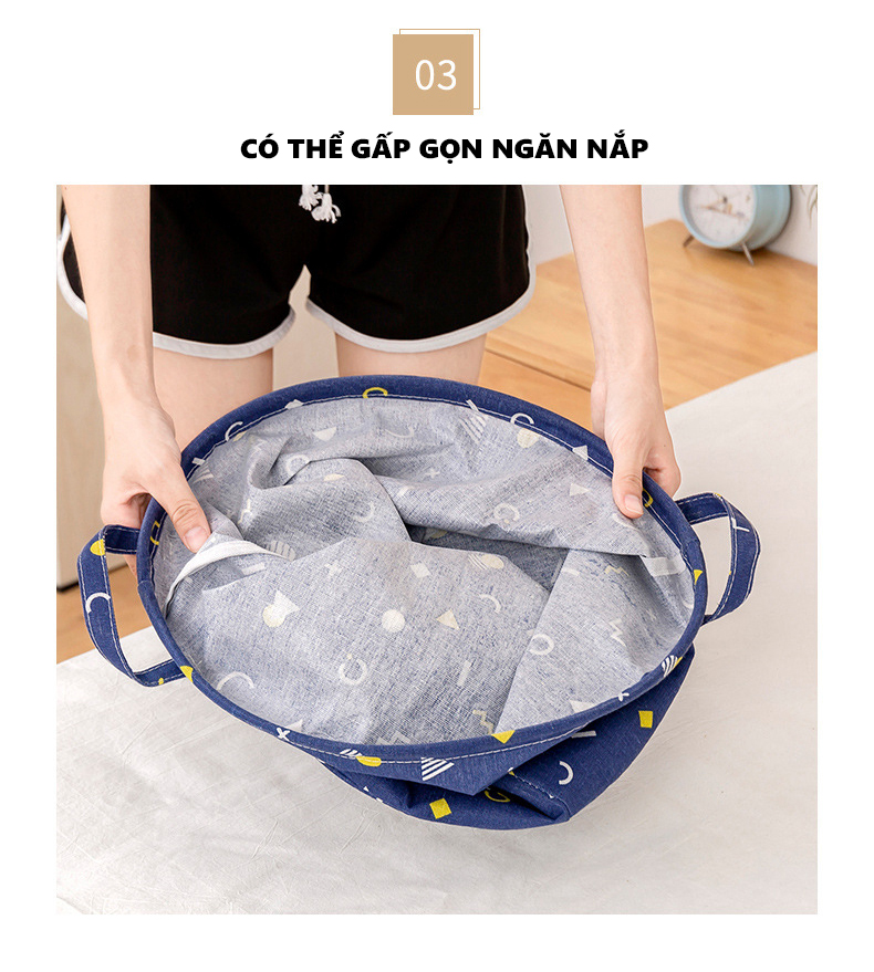 Mô tả Giỏ Đựng Quần Áo Đồ Giặt Chăn Mền Thú Bông Đồ Chơi Trẻ Em Hoa Văn Trang nhã Sang Trọng YESURE HOME DECOR - 6