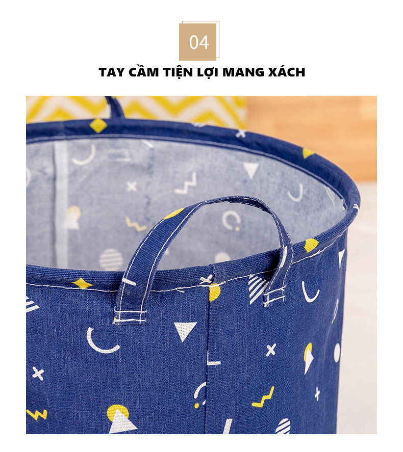 Mô tả Giỏ Đựng Quần Áo Đồ Giặt Chăn Mền Thú Bông Đồ Chơi Trẻ Em Hoa Văn Trang nhã Sang Trọng YESURE HOME DECOR - 7