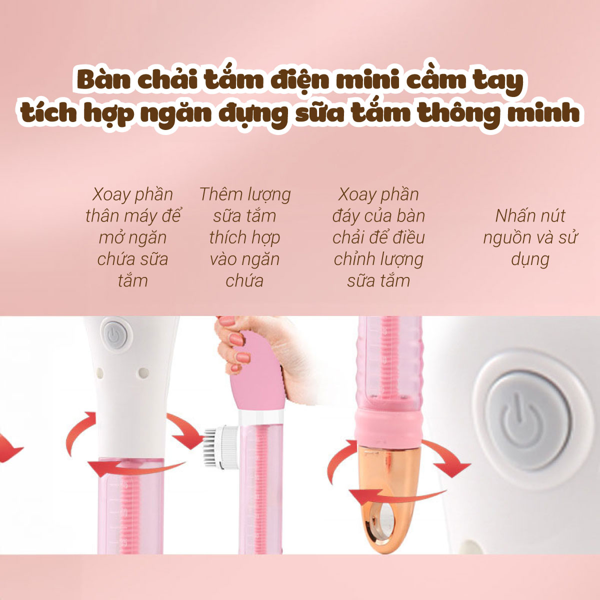 Mô tả Bàn chải tắm điện mini cầm tay Lescolton thế hệ 2024 cọ sạch nhẹ nhàng giúp làm sạch thư giãn - 6