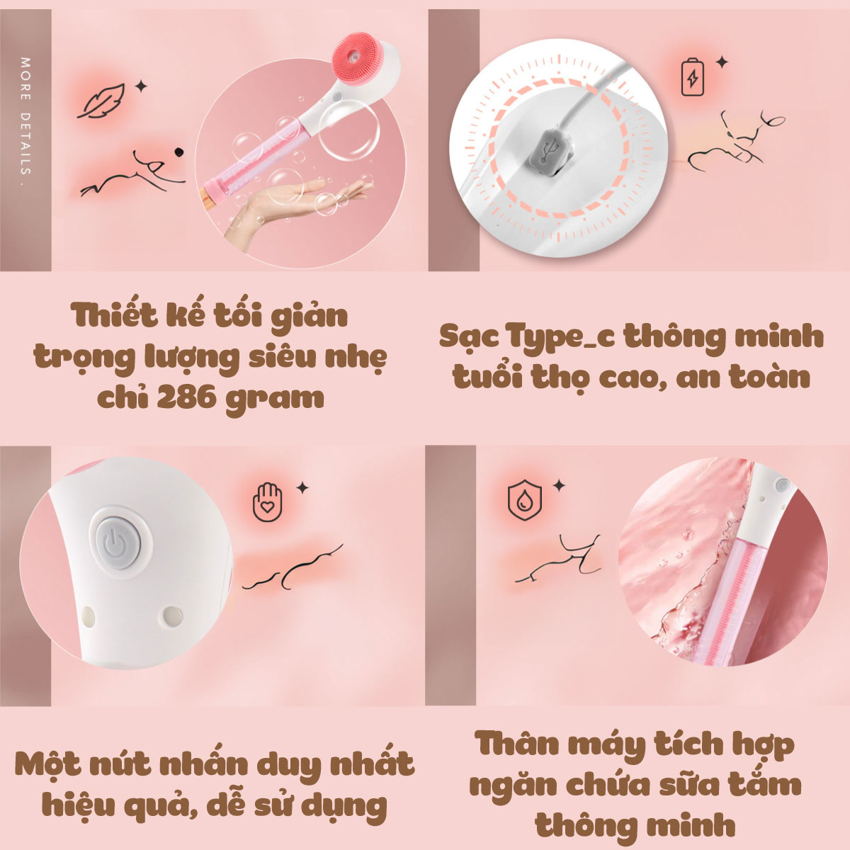Mô tả Bàn chải tắm điện mini cầm tay Lescolton thế hệ 2024 cọ sạch nhẹ nhàng giúp làm sạch thư giãn - 9