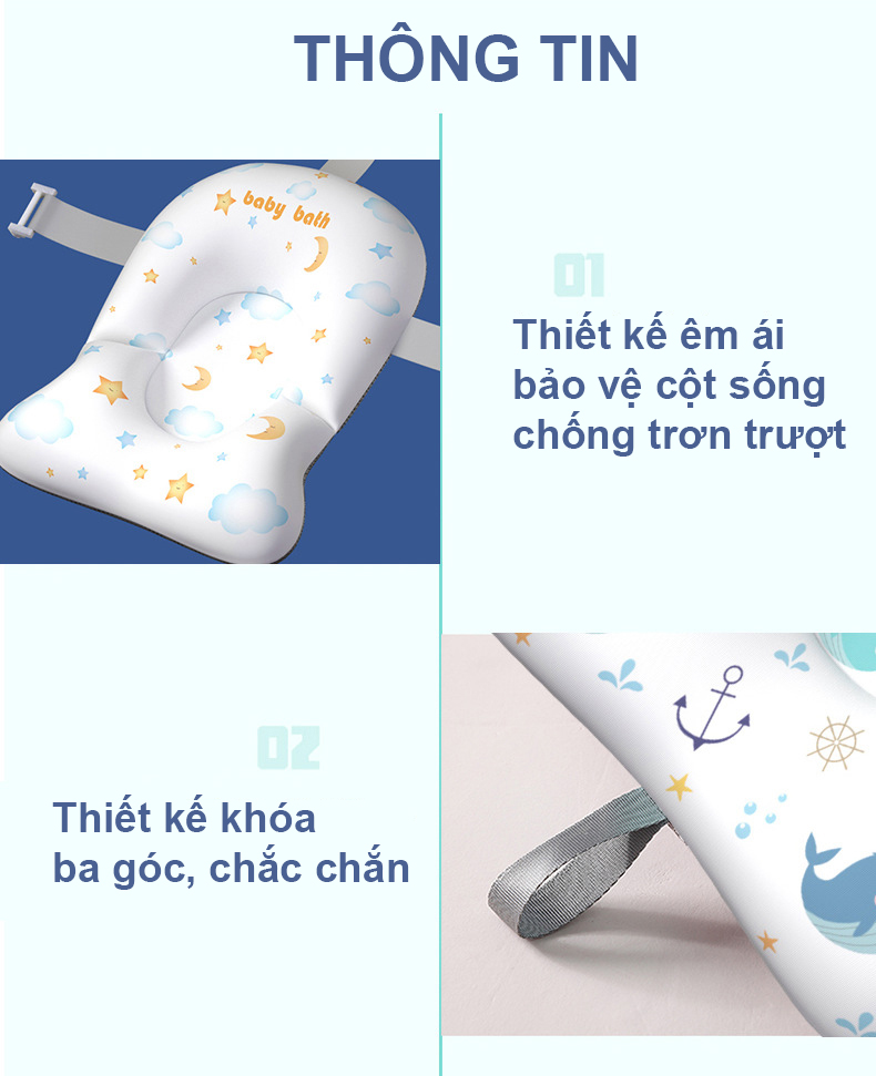 Mô tả Đệm Tắm Đỡ Lưng Cho Bé Đảm Bảo An Toàn Khi Tắm Chất Liệu Mềm Mại Phù Hợp Khớp Với Tất Cả Các Loại Chậu Tắm Yesure - 8
