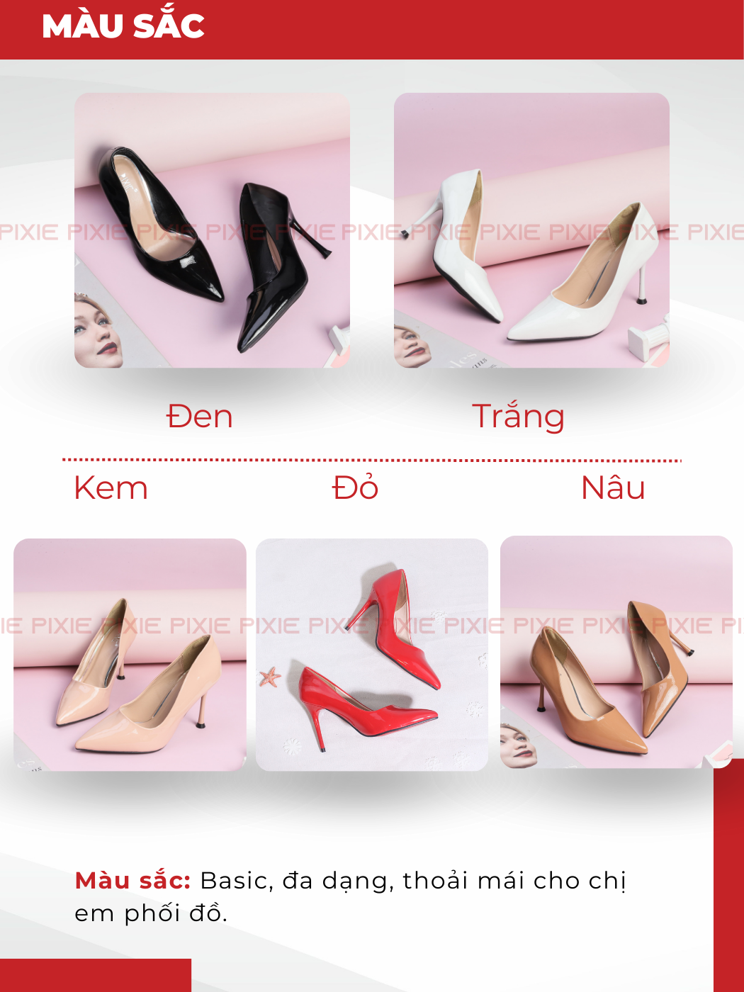 Mô tả Giày Cao Gót 9cm Da Bóng Mũi Nhọn Basic Pixie P746 - 3