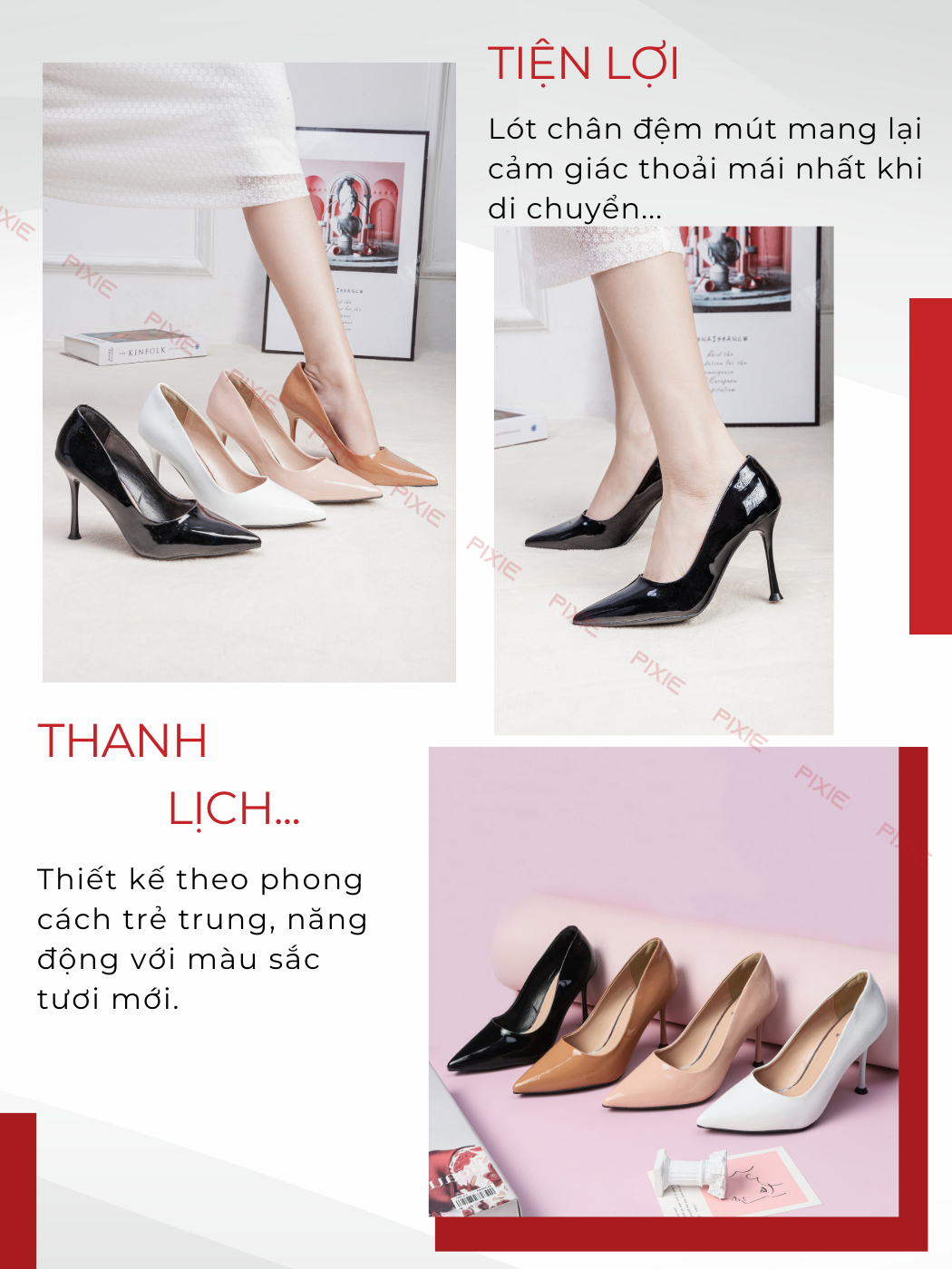 Mô tả Giày Cao Gót 9cm Da Bóng Mũi Nhọn Basic Pixie P746 - 5