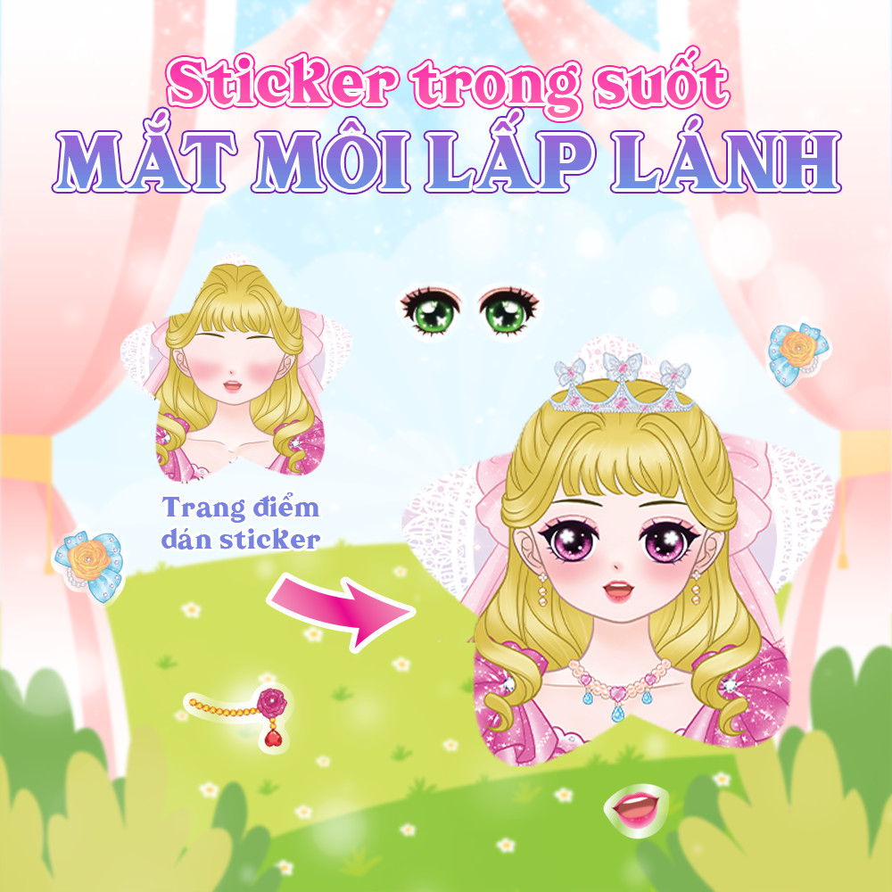 Mô tả Combo Sách trang điểm công chúa Lily, Daisy, Mia, Nami, Ruby (5 cuốn) - (Tô màu và bóc dán hơn 500+ stickers) cho bé gái - 7