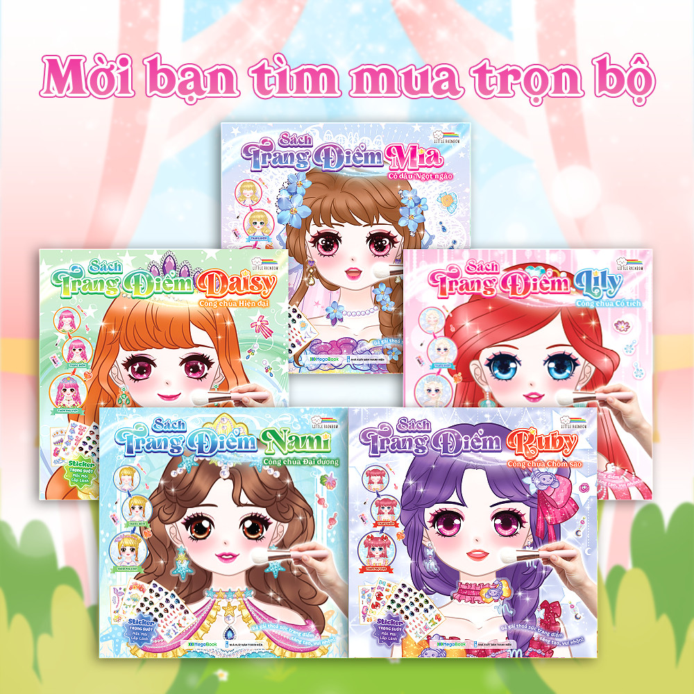 Mô tả Combo Sách trang điểm công chúa Lily, Daisy, Mia, Nami, Ruby (5 cuốn) - (Tô màu và bóc dán hơn 500+ stickers) cho bé gái - 8