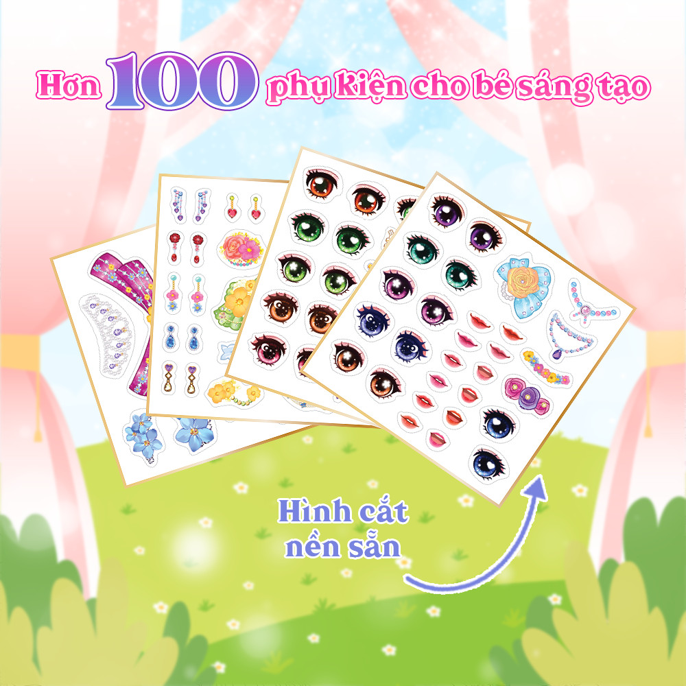Mô tả Combo Sách trang điểm công chúa Lily, Daisy, Mia, Nami, Ruby (5 cuốn) - (Tô màu và bóc dán hơn 500+ stickers) cho bé gái - 4