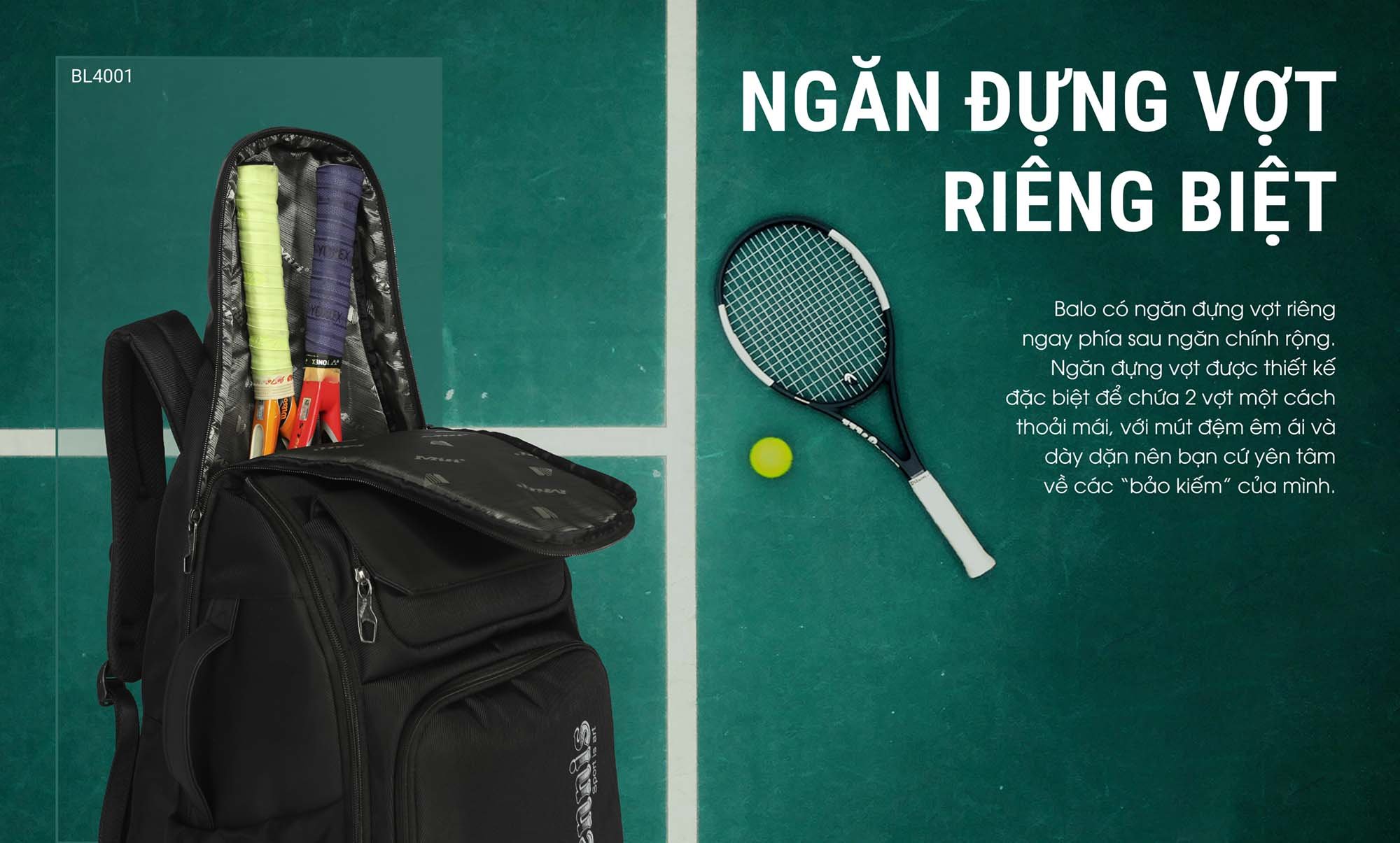Mô tả Balo Thể Thao Tenis Thương Hiệu Miti Bl4001 - 6