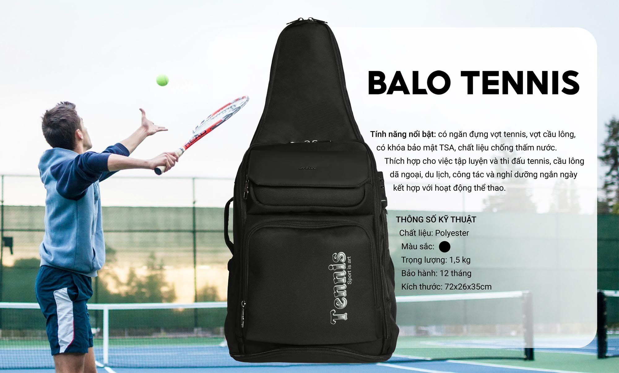 Mô tả Balo Thể Thao Tenis Thương Hiệu Miti Bl4001 - 1