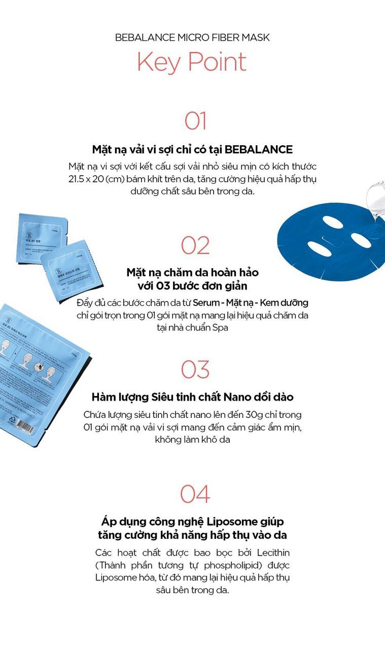 Mô tả Combo Mix 10 Miếng Mặt Nạ Vải Vi Sợi Be'Balance MICRO FIBER MASK 3in1 giúp Làm Đẹp Da - 3
