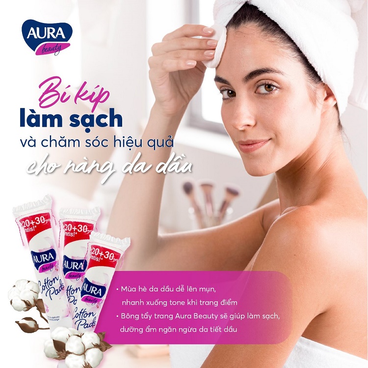 Mô tả Combo 5 gói bông tẩy trang Aura Beauty Cotton Pads 150 miếng (5x150) - 2