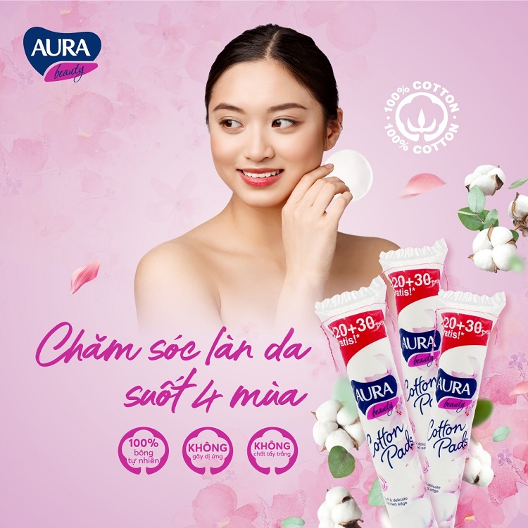 Mô tả Combo 5 gói bông tẩy trang Aura Beauty Cotton Pads 150 miếng (5x150) - 3