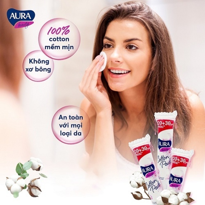 Mô tả Combo 5 gói bông tẩy trang Aura Beauty Cotton Pads 150 miếng (5x150) - 4