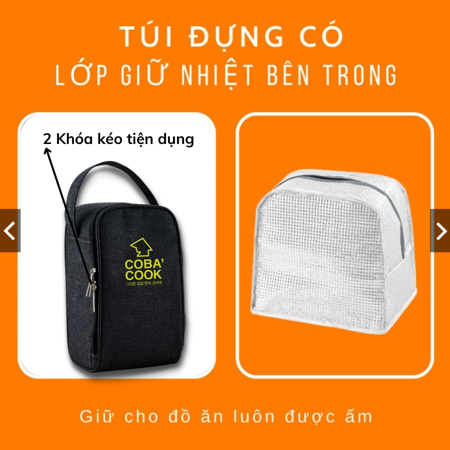 Bộ túi hộp COBA'COOK khi mang đi