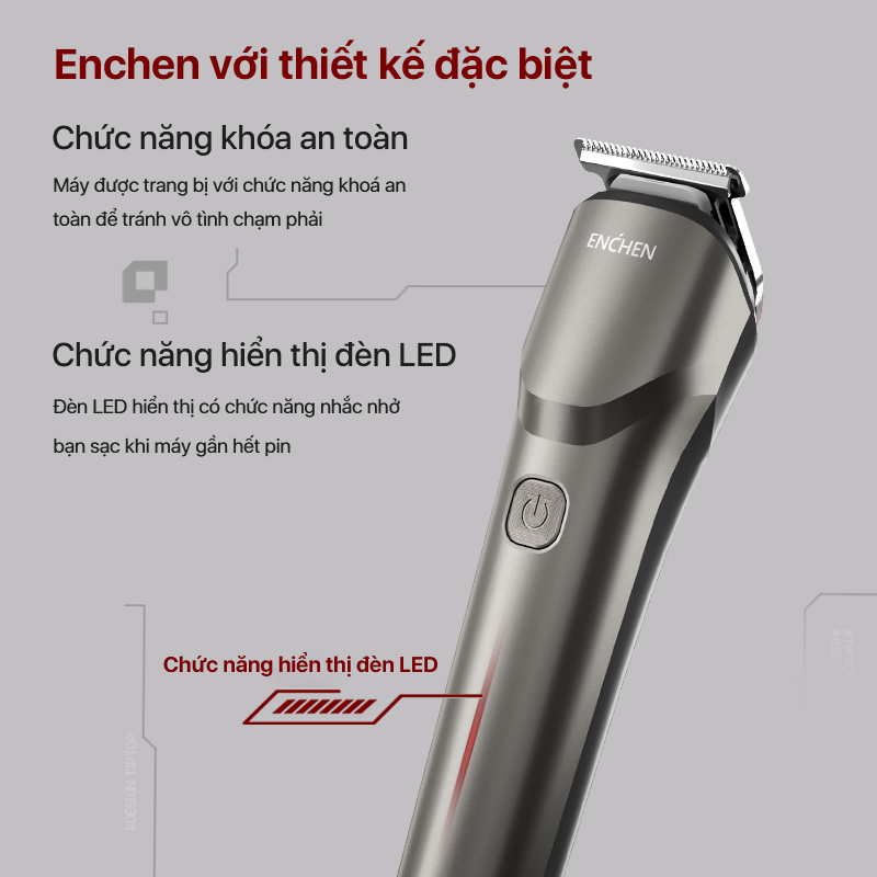 Mô tả Tông đơ cắt tóc Enchen Beardo 2 tốc độ cao, lưỡi thép không gỉ, tặng 4 cử tạo kiểu - BH 6 tháng - 8