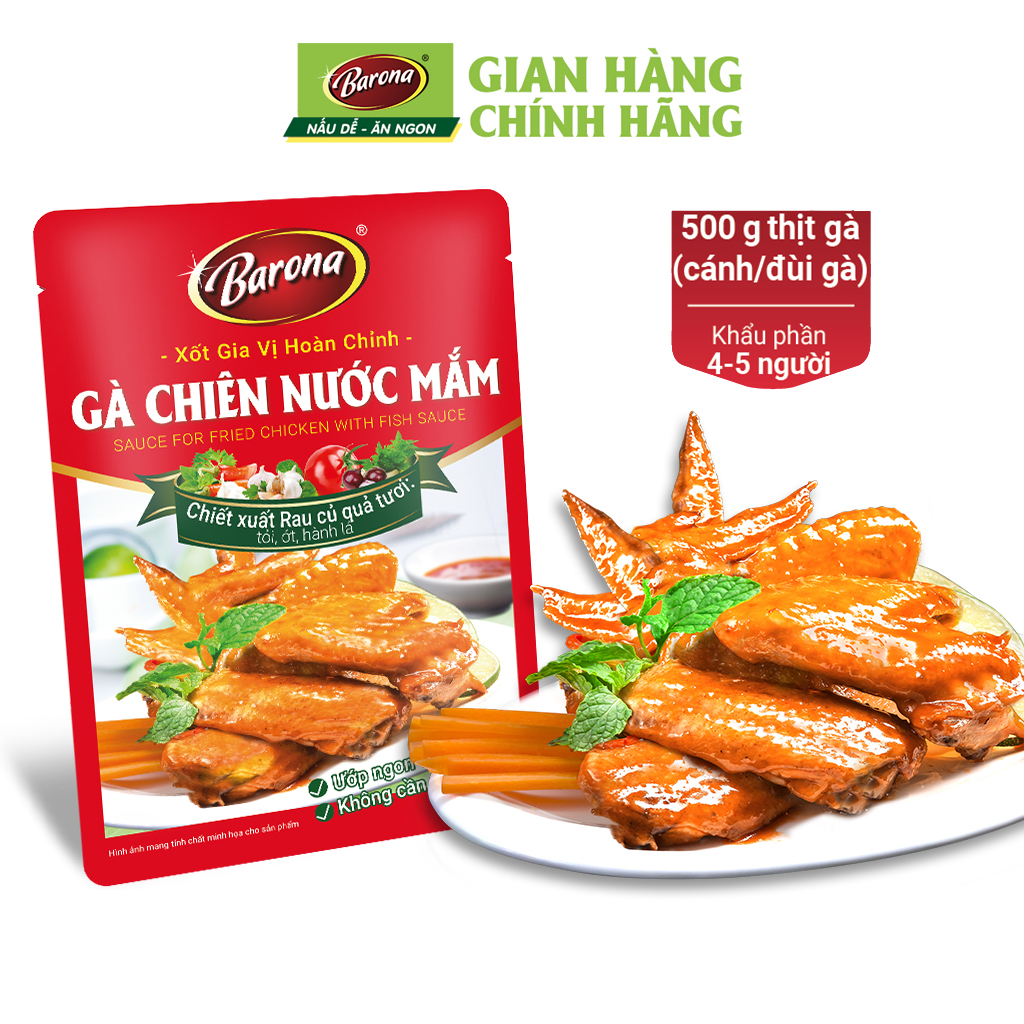 Mô tả Combo 3 Gói Gia Vị Gà Chiên Nước Mắm Barona 80g ướp ngon chuẩn vị không cần nêm nếm - 3