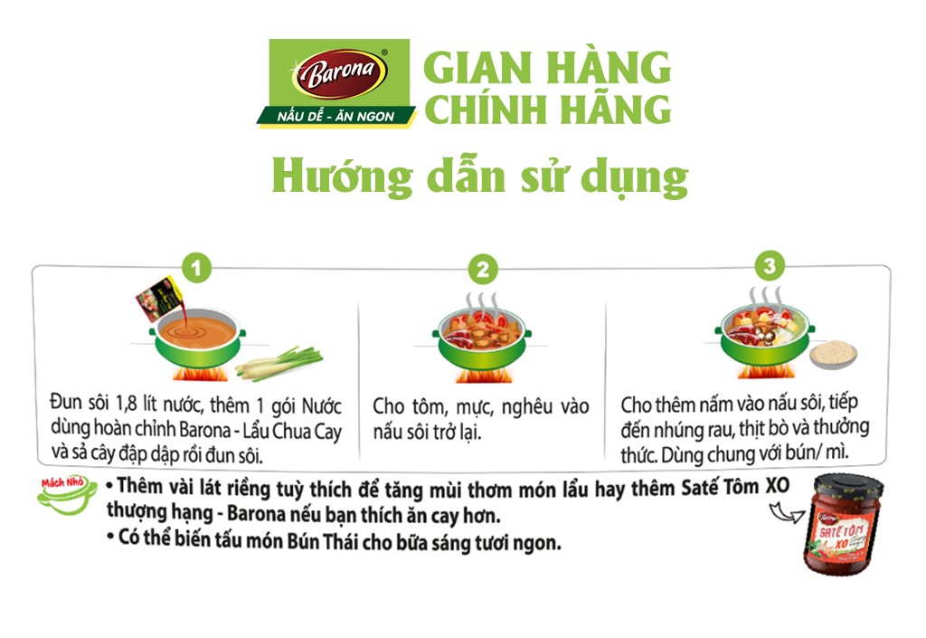 Mô tả Nước dùng Lẩu Barona (Lẩu Thái, Lẩu Kim Chi, Lẩu Riêu Cua, Lẩu Chua Cay, Lẩu Bò, Lẩu Gà, Lẩu Nấm) - 2