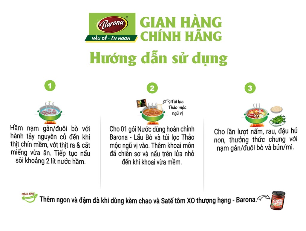Mô tả Nước dùng Lẩu Barona (Lẩu Thái, Lẩu Kim Chi, Lẩu Riêu Cua, Lẩu Chua Cay, Lẩu Bò, Lẩu Gà, Lẩu Nấm) - 3