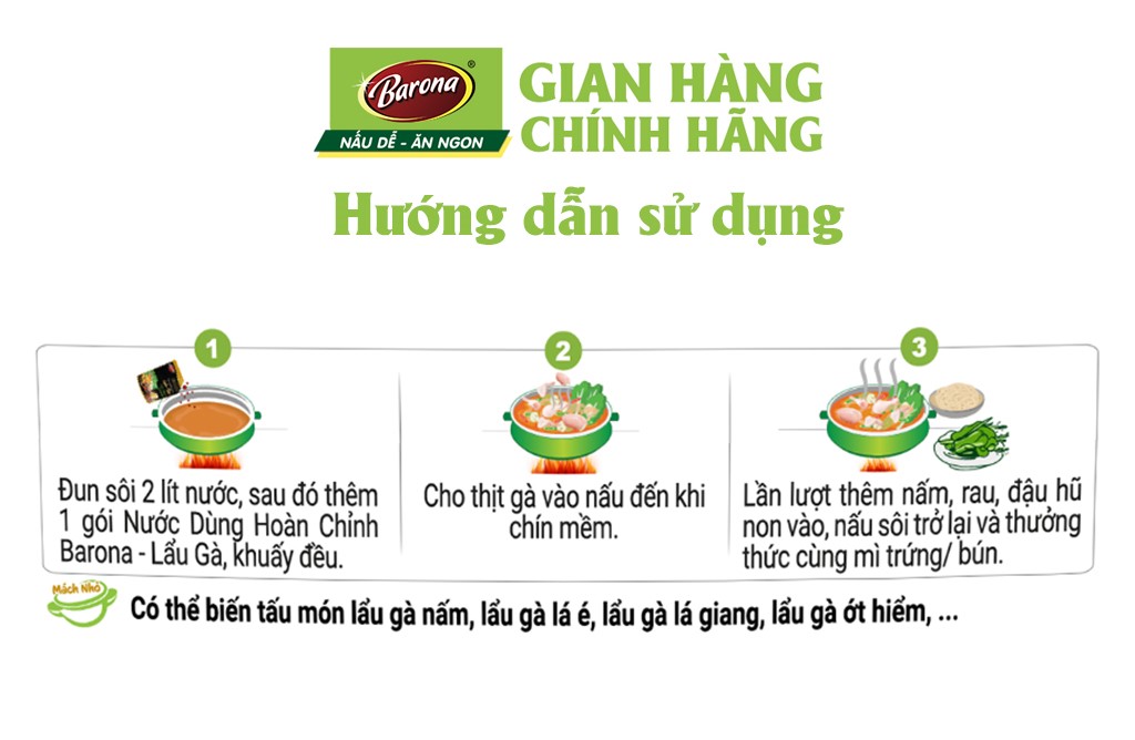 Mô tả Nước dùng Lẩu Barona (Lẩu Thái, Lẩu Kim Chi, Lẩu Riêu Cua, Lẩu Chua Cay, Lẩu Bò, Lẩu Gà, Lẩu Nấm) - 4