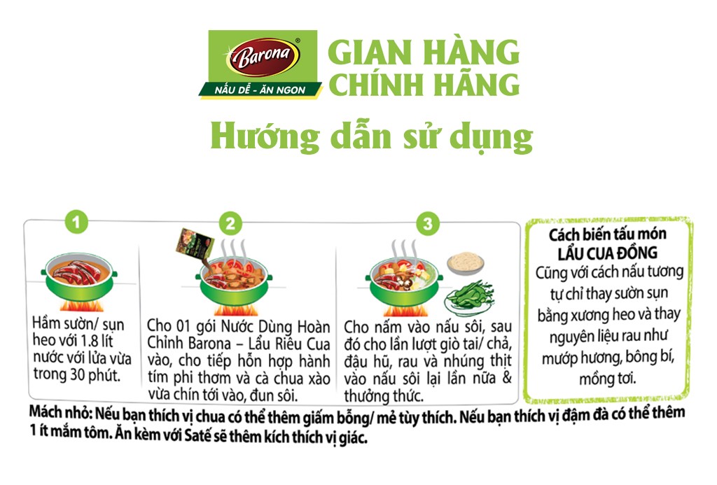 Mô tả Nước dùng Lẩu Barona (Lẩu Thái, Lẩu Kim Chi, Lẩu Riêu Cua, Lẩu Chua Cay, Lẩu Bò, Lẩu Gà, Lẩu Nấm) - 6