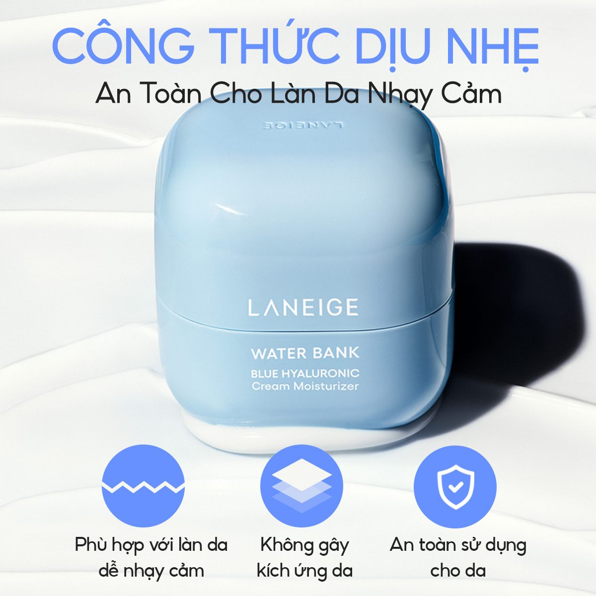 Mô tả Kem Dưỡng Ẩm Laneige Water Bank Blue Hyaluronic Moisture Cream 50ml (Da Khô Và Xỉn Màu) - 9