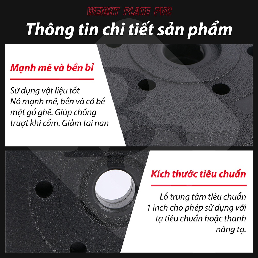 Mô tả BG - Tạ miếng nhựa đặc ruột tạ bánh  5kg , 7,5kg , 10kg,15KG ,20kg - 7