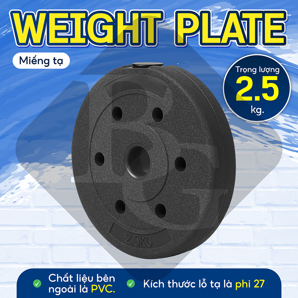 Mô tả BG - Tạ miếng nhựa đặc ruột tạ bánh  5kg , 7,5kg , 10kg,15KG ,20kg - 10