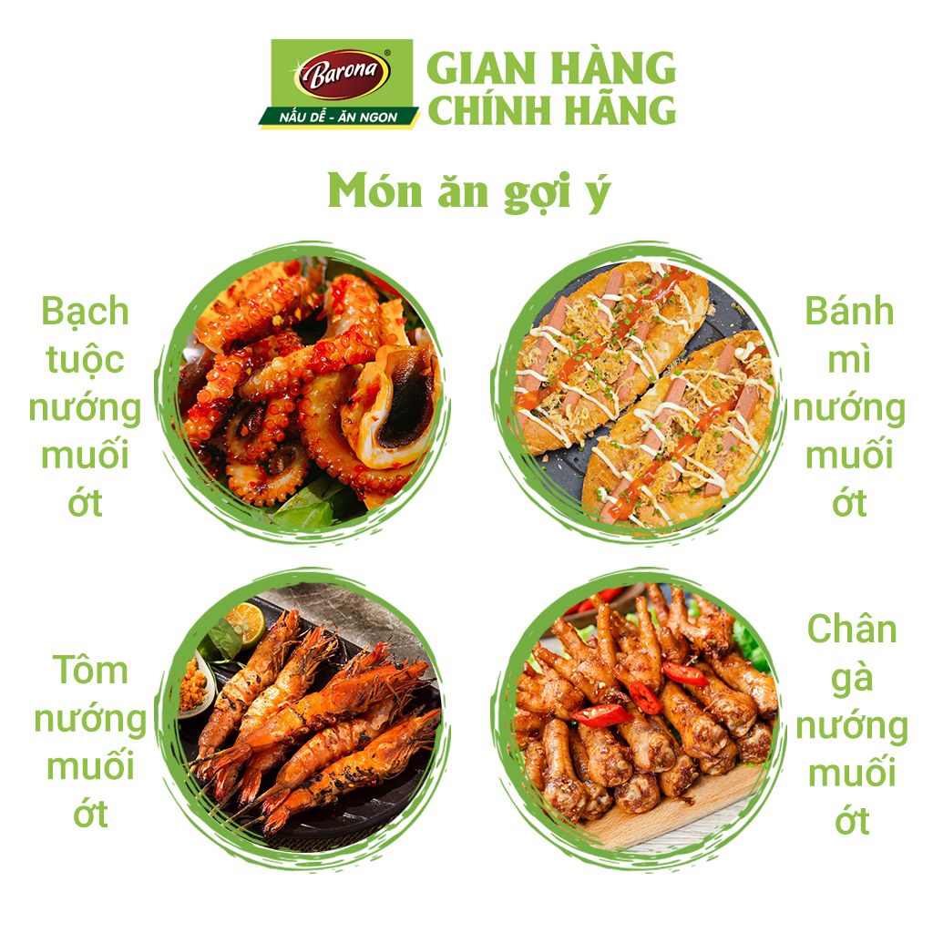 Mô tả Combo 3 Gói Gia Vị Nướng Muối Ớt Barona 80g ướp ngon chuẩn vị không cần nêm nếm - 5