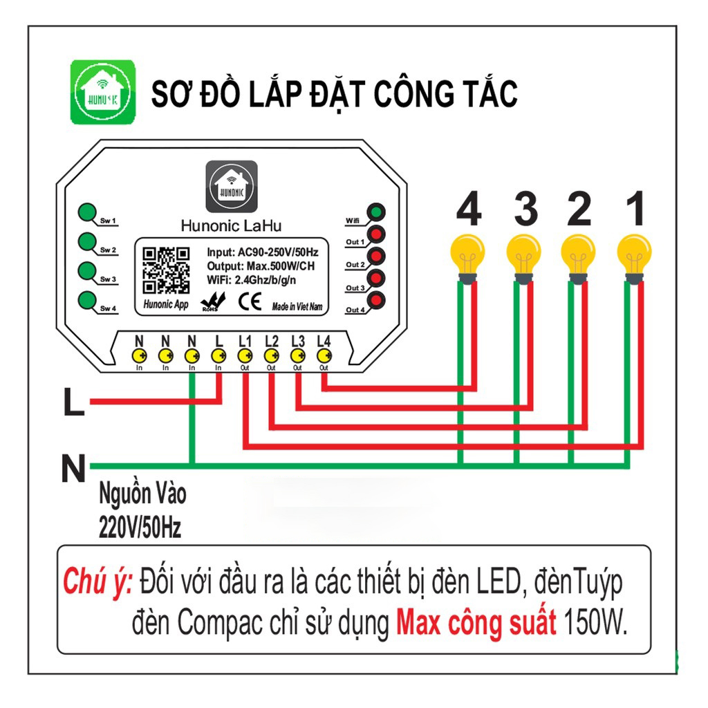 Công tắc thông minh Hunonic Lahu LAHU04 RTC - Các phiên bản Lahu