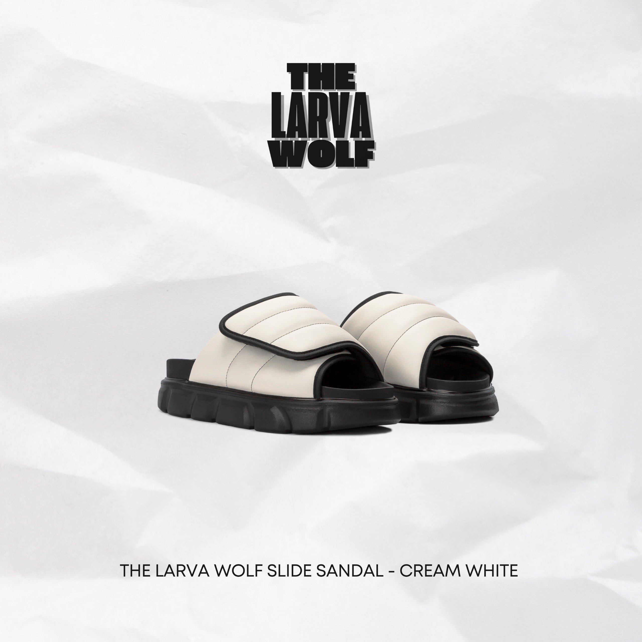 Mô tả Dép Nam Nữ Tăng Chiều Cao THE LARVA WOLF SLIDE SANDAL - CREAM WHITE - 1