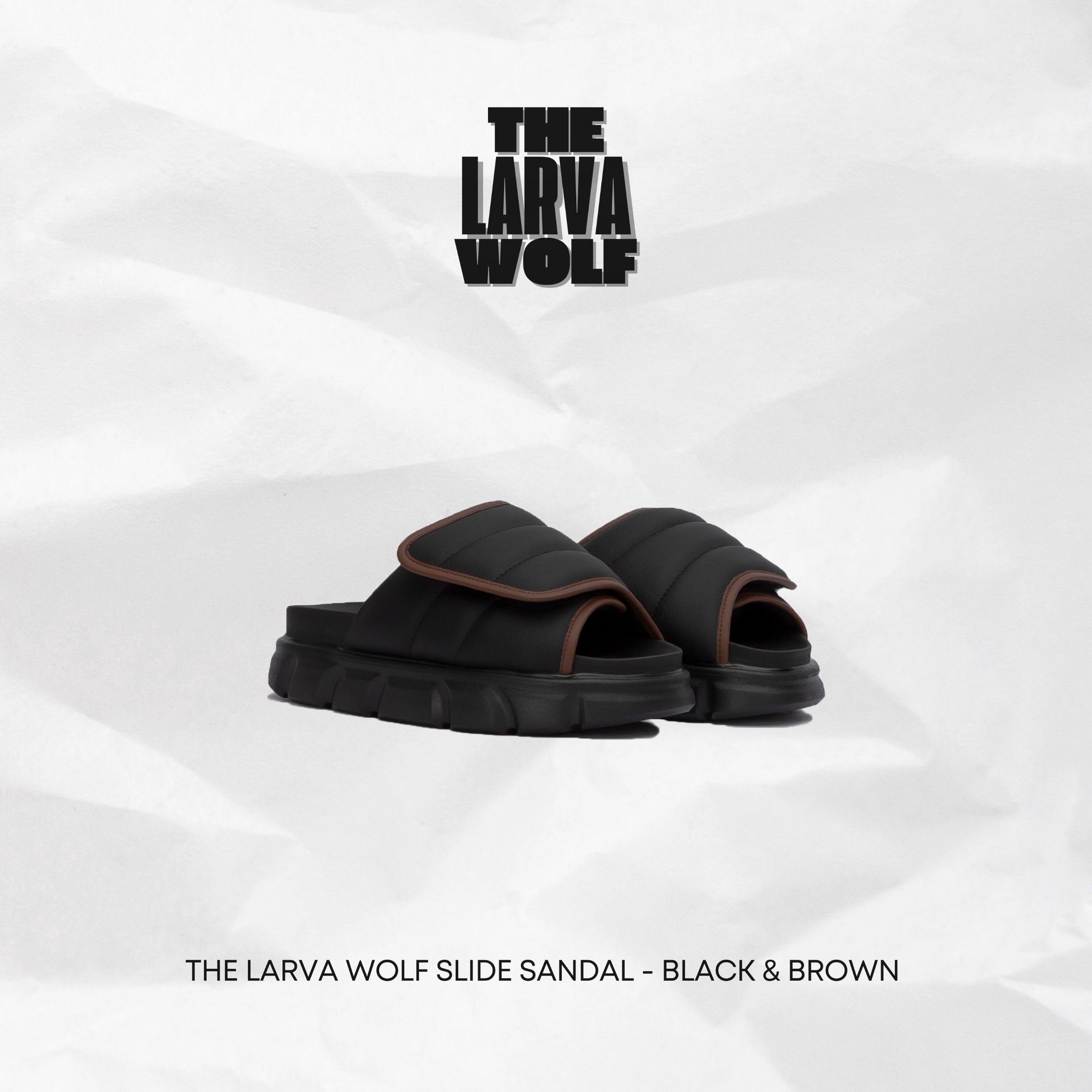 Mô tả Dép Nam Nữ Tăng Chiều Cao THE LARVA WOLF SLIDE SANDAL - BLACK & BROWN - 1