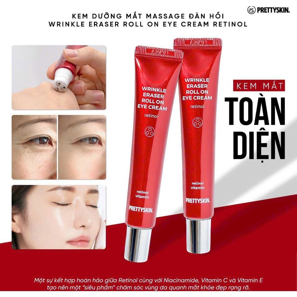 Kem dưỡng mắt Pretty Skin Wrinkle Eraser Roll On Eye Cream Retinol 30ml ...